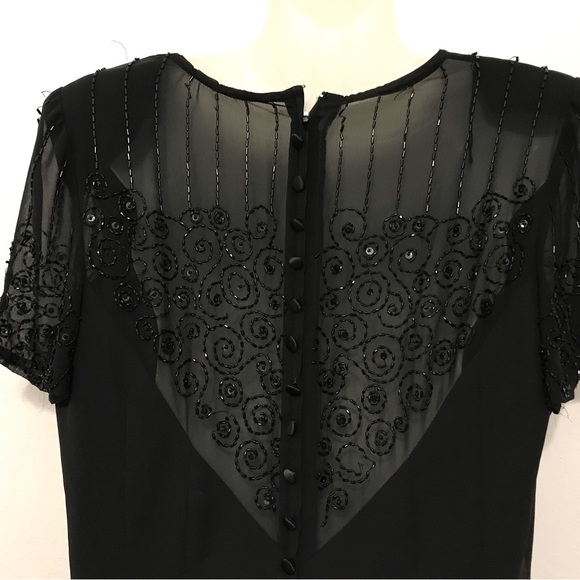 Evening beaded black dress women’s size 10 - Picture 3 of 10